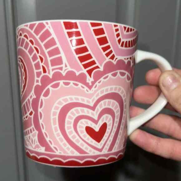 Starbucks 2005 Valentines Day Pink and Red Lace Hearts Collector’s Mug - Picture 1 of 6